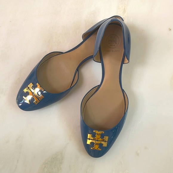Tory Burch D’Orsay Blue Patent Leather Flats - Picture 5 of 12